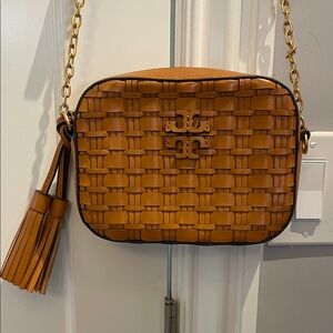 Tory Burch Tan Woven Crossbody Bag